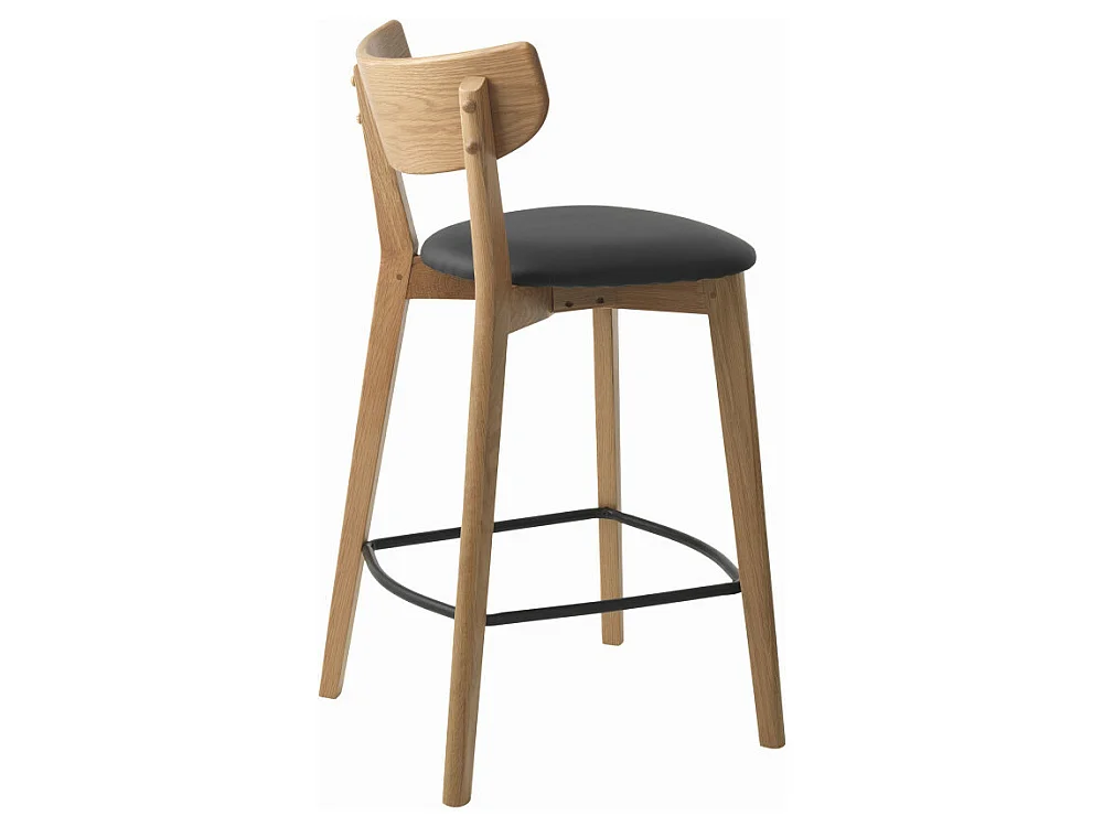 Aude - Lot de 2 chaises de bar en bois et simili H67cm - Bois clair