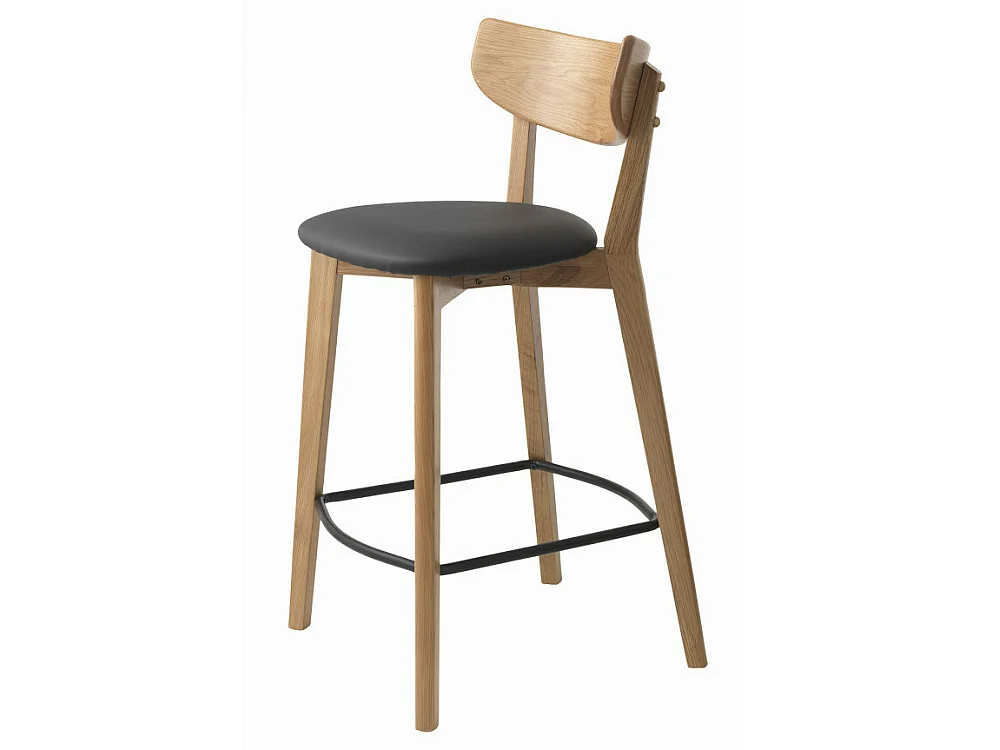 Aude - Lot de 2 chaises de bar en bois et simili H67cm - Bois clair