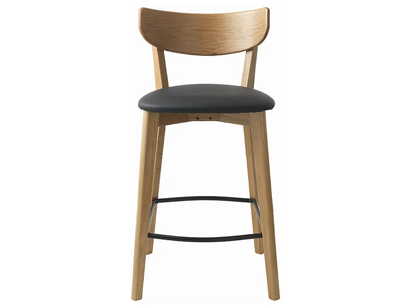 Aude - Lot de 2 chaises de bar en bois et simili H67cm - Bois clair