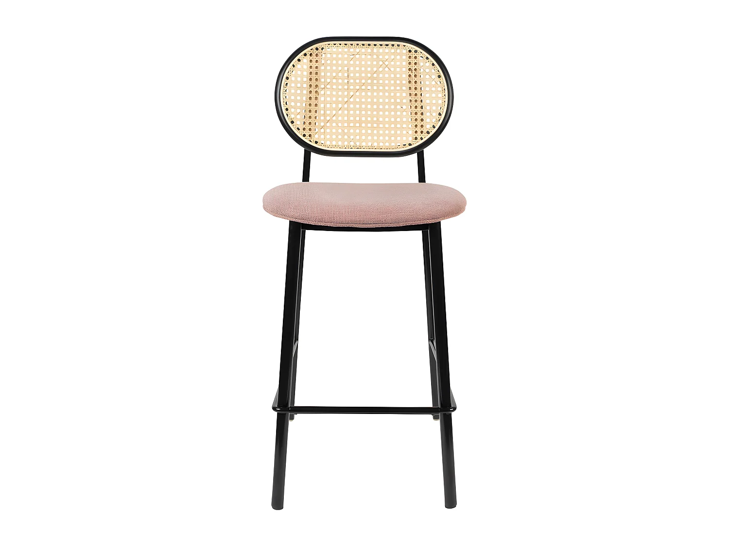 Spike - Tabouret de bar en tissu et cannage H65cm - Rose