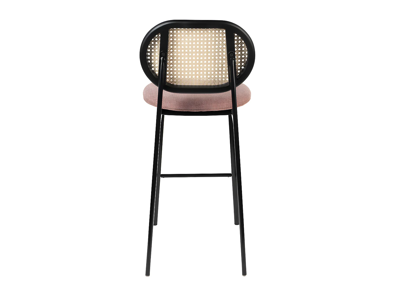 Spike - Tabouret de bar en tissu et cannage H65cm - Rose
