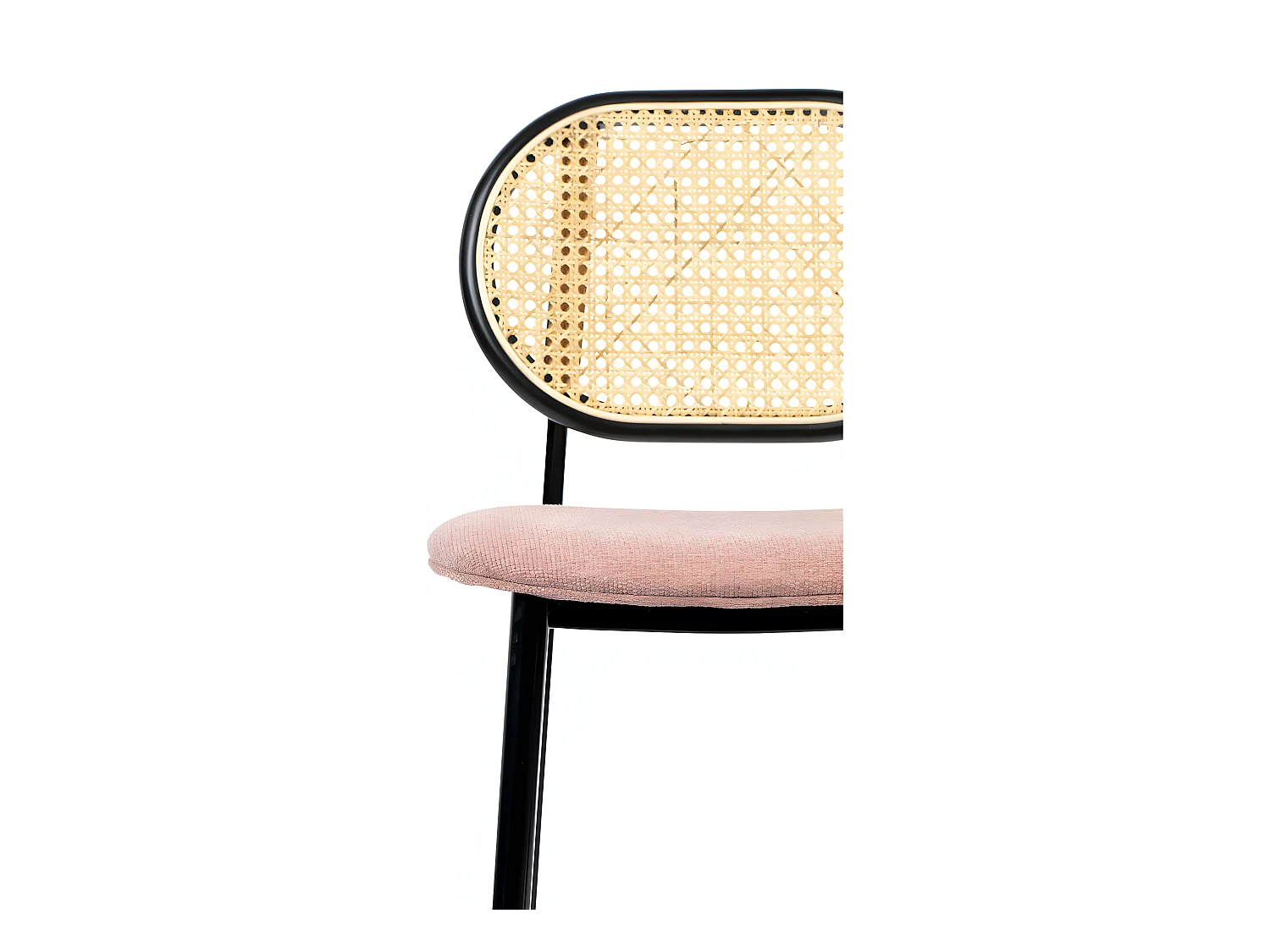 Spike - Tabouret de bar en tissu et cannage H65cm - Rose