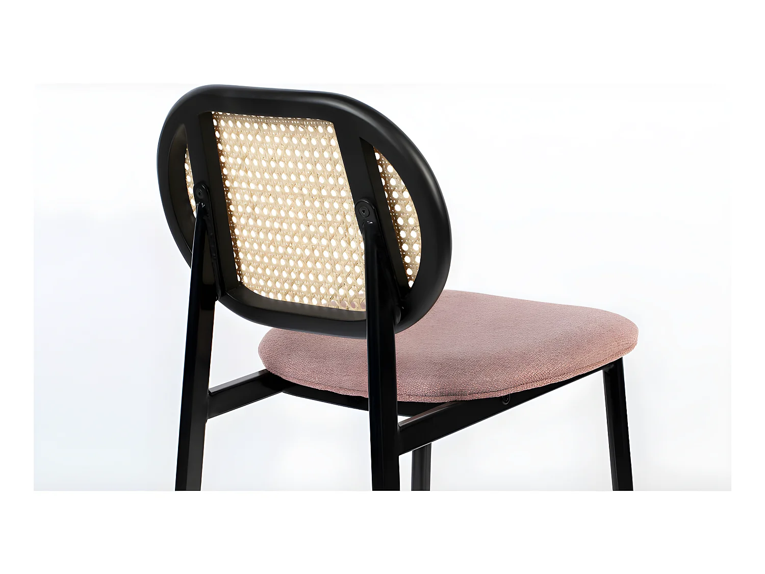 Spike - Tabouret de bar en tissu et cannage H65cm - Rose
