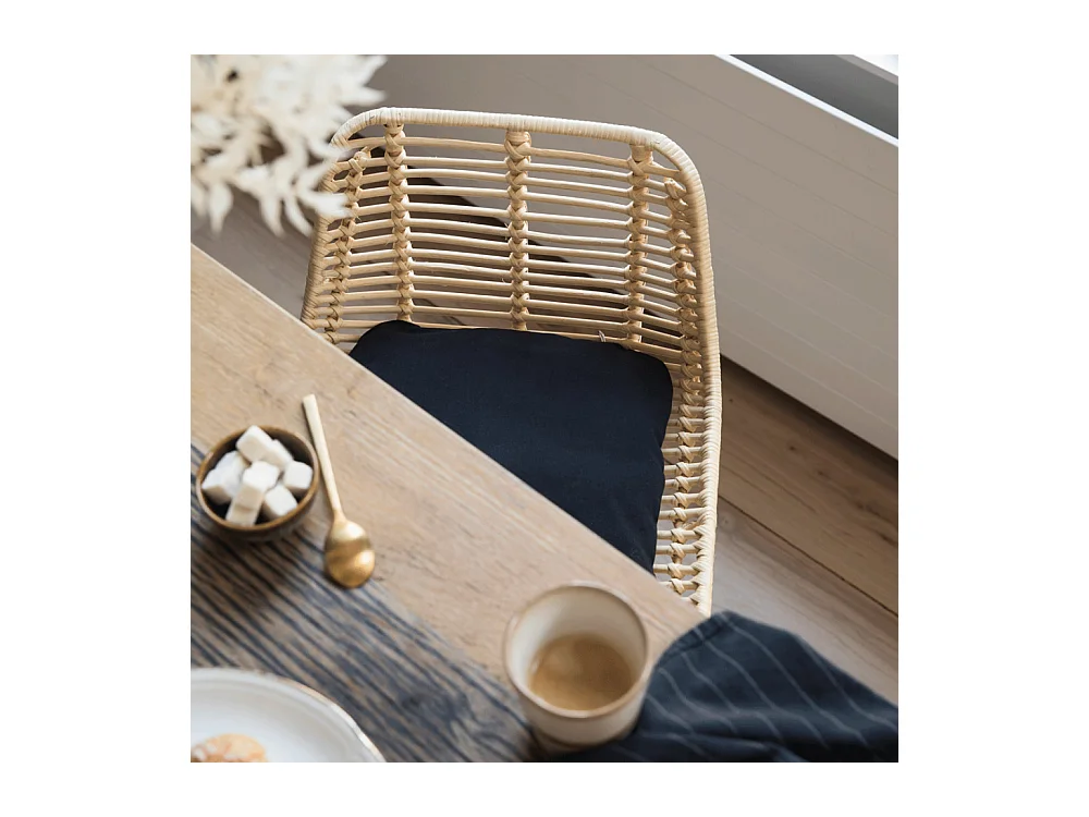 Capurgana - Lot de 2 chaises de bar design en rotin H67cm - Naturel