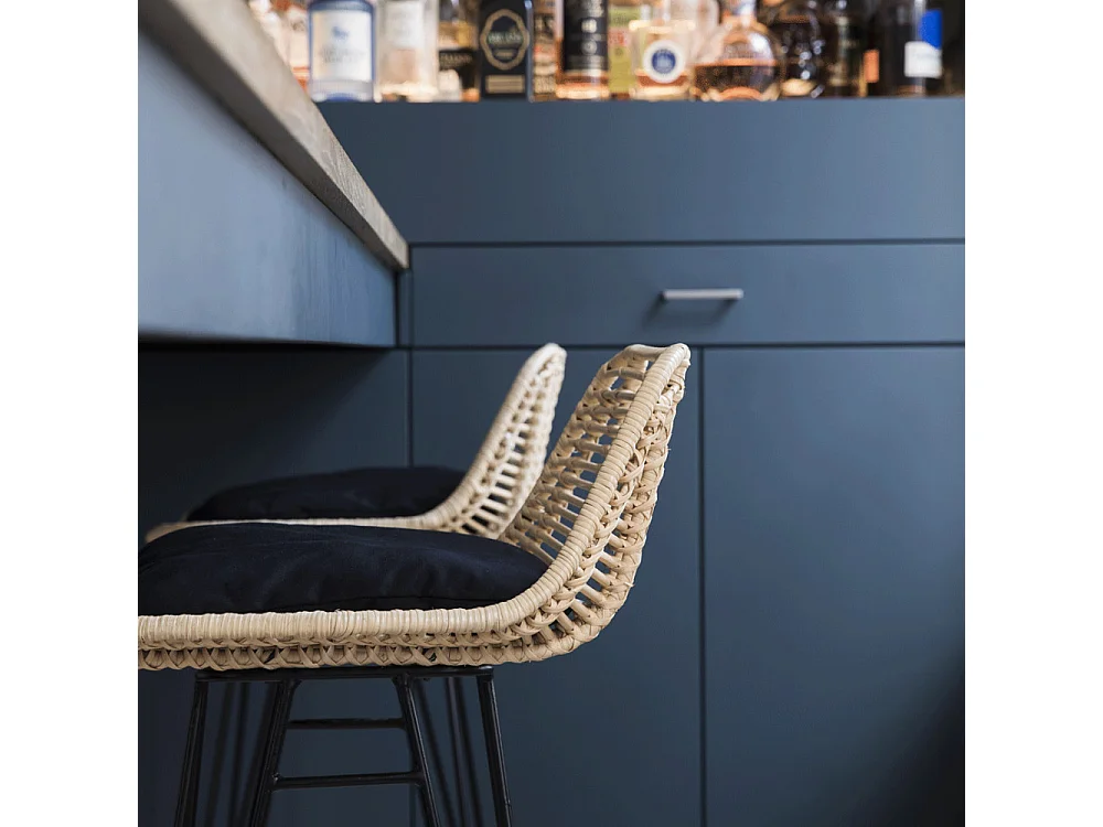 Capurgana - Lot de 2 chaises de bar design en rotin H67cm - Naturel