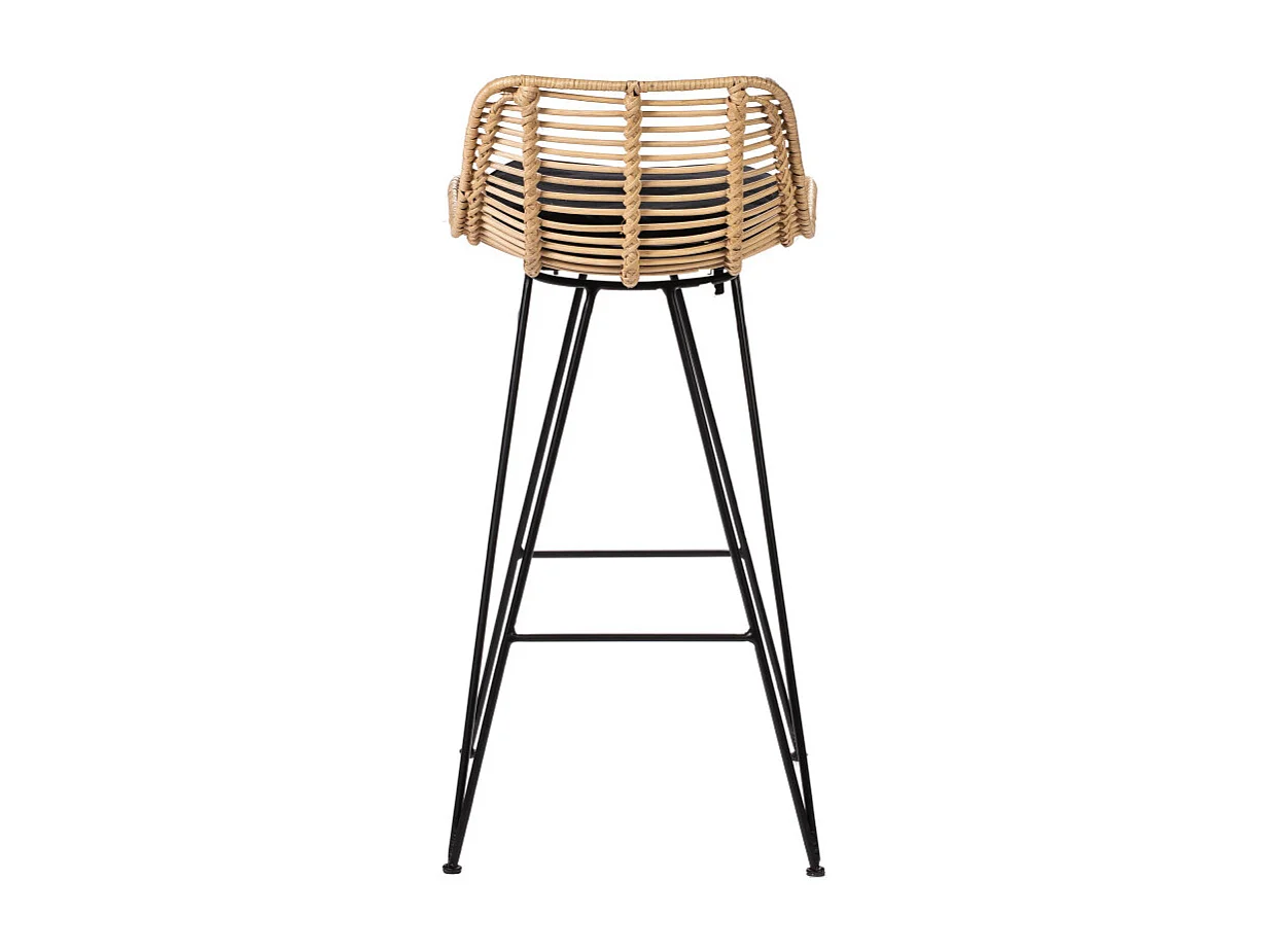 Capurgana - Lot de 2 chaises de bar design en rotin H67cm - Naturel