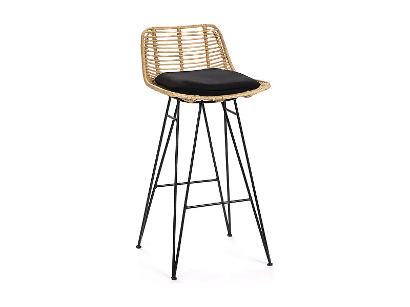 Capurgana - Lot de 2 chaises de bar design en rotin H67cm - Naturel