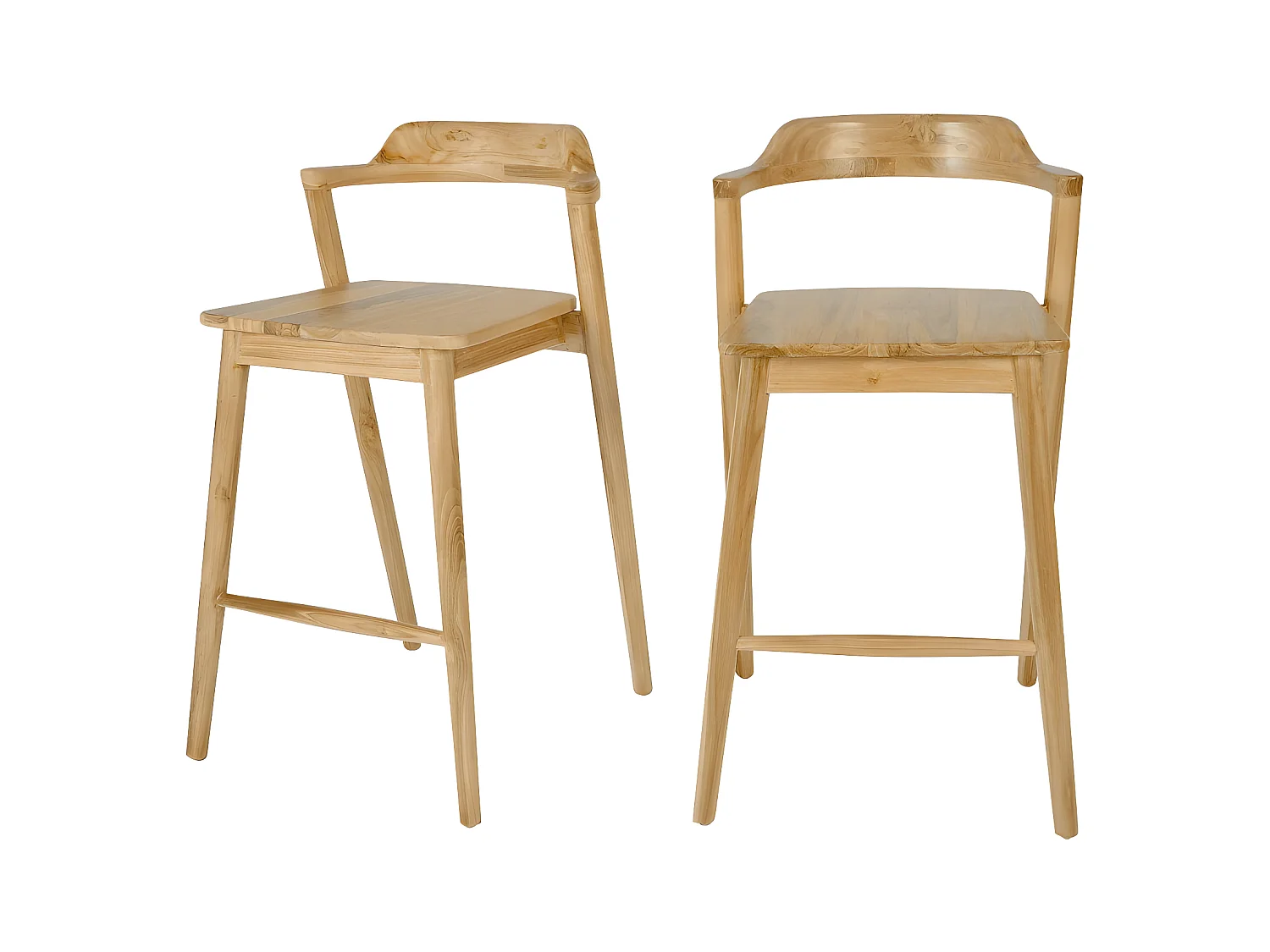 Joko - Lot de 2 chaises de bar en teck H65cm - Bois