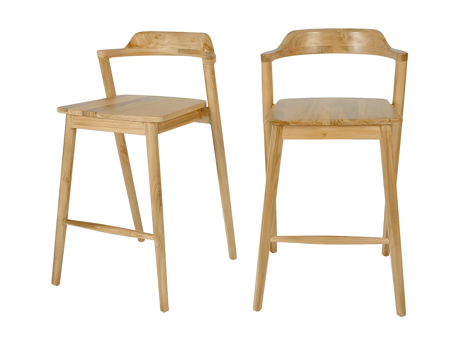 Joko - Lot de 2 chaises de bar en teck H65cm - Bois