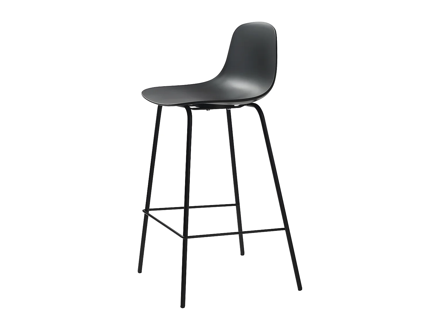 Hel - Lot de 2 chaises de bar en plastique et métal H67,5cm - Noir