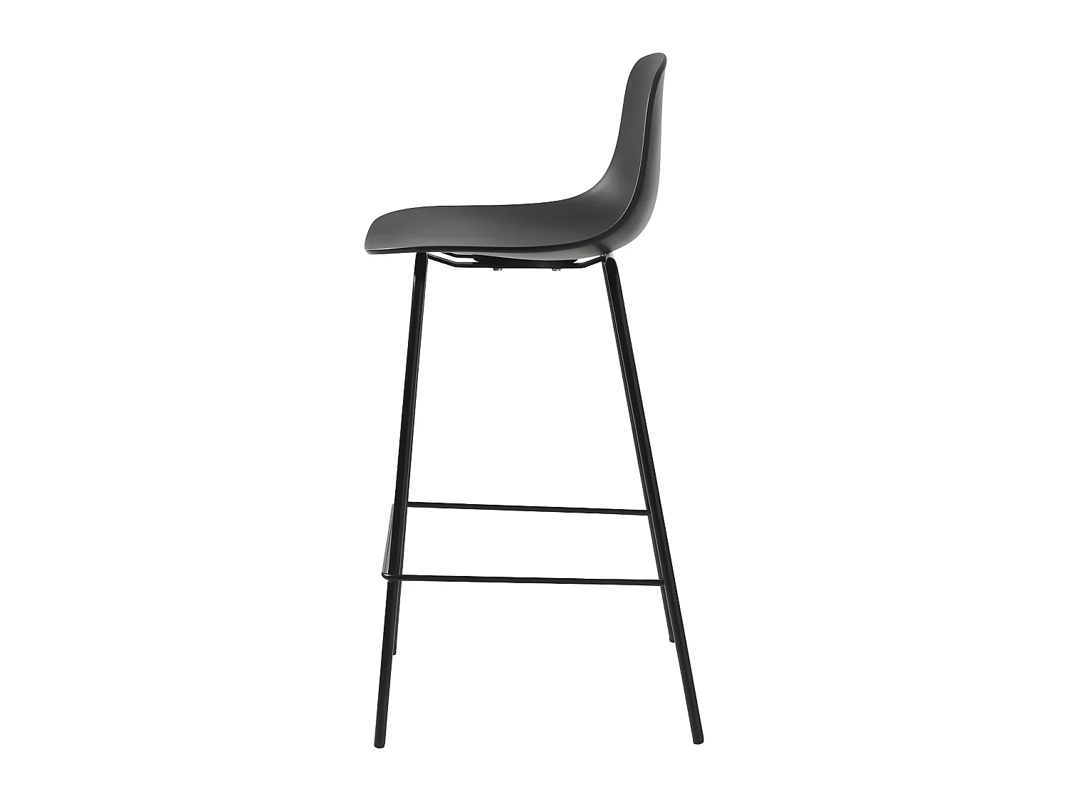 Hel - Lot de 2 chaises de bar en plastique et métal H67,5cm - Noir