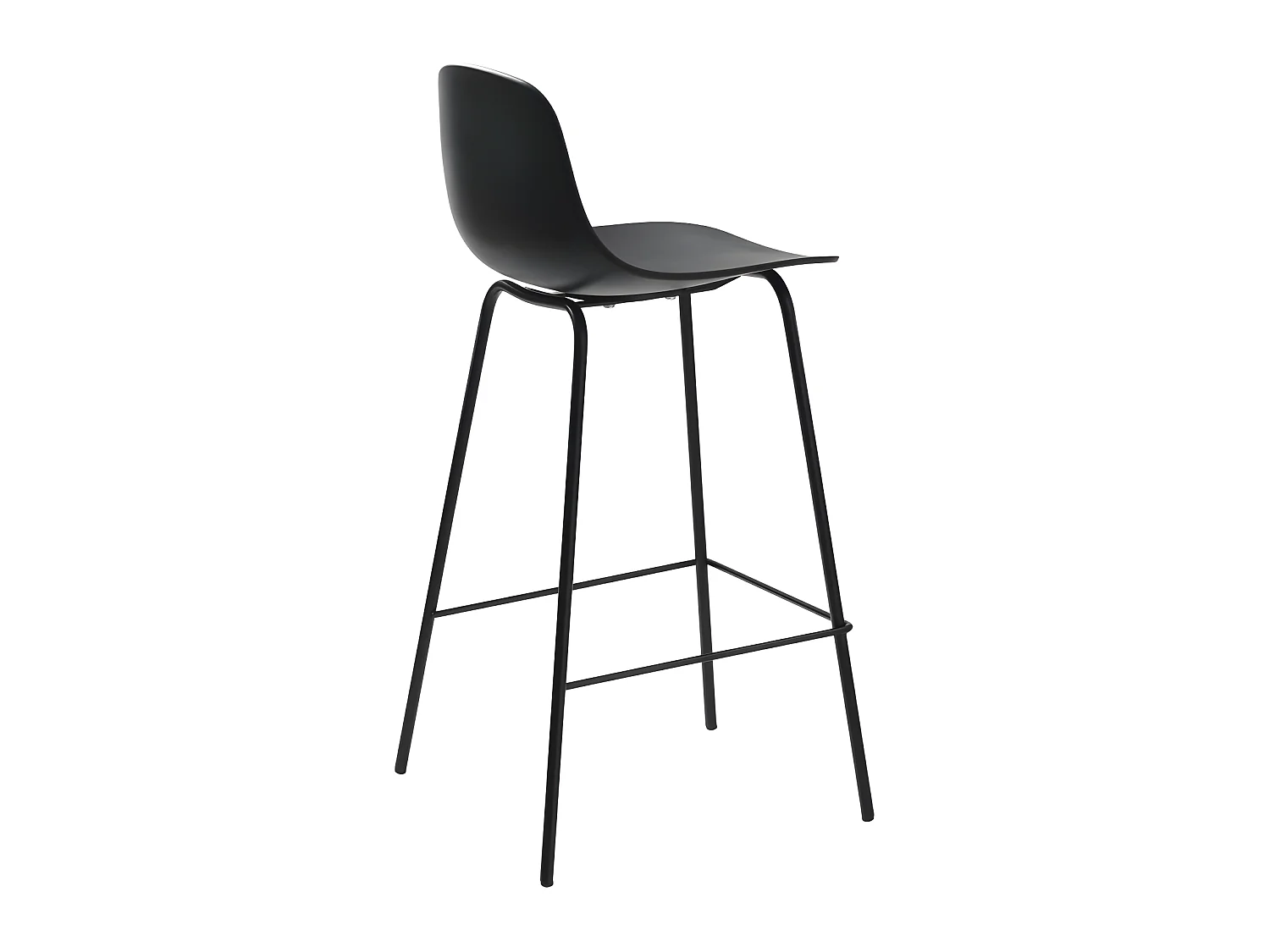Hel - Lot de 2 chaises de bar en plastique et métal H67,5cm - Noir