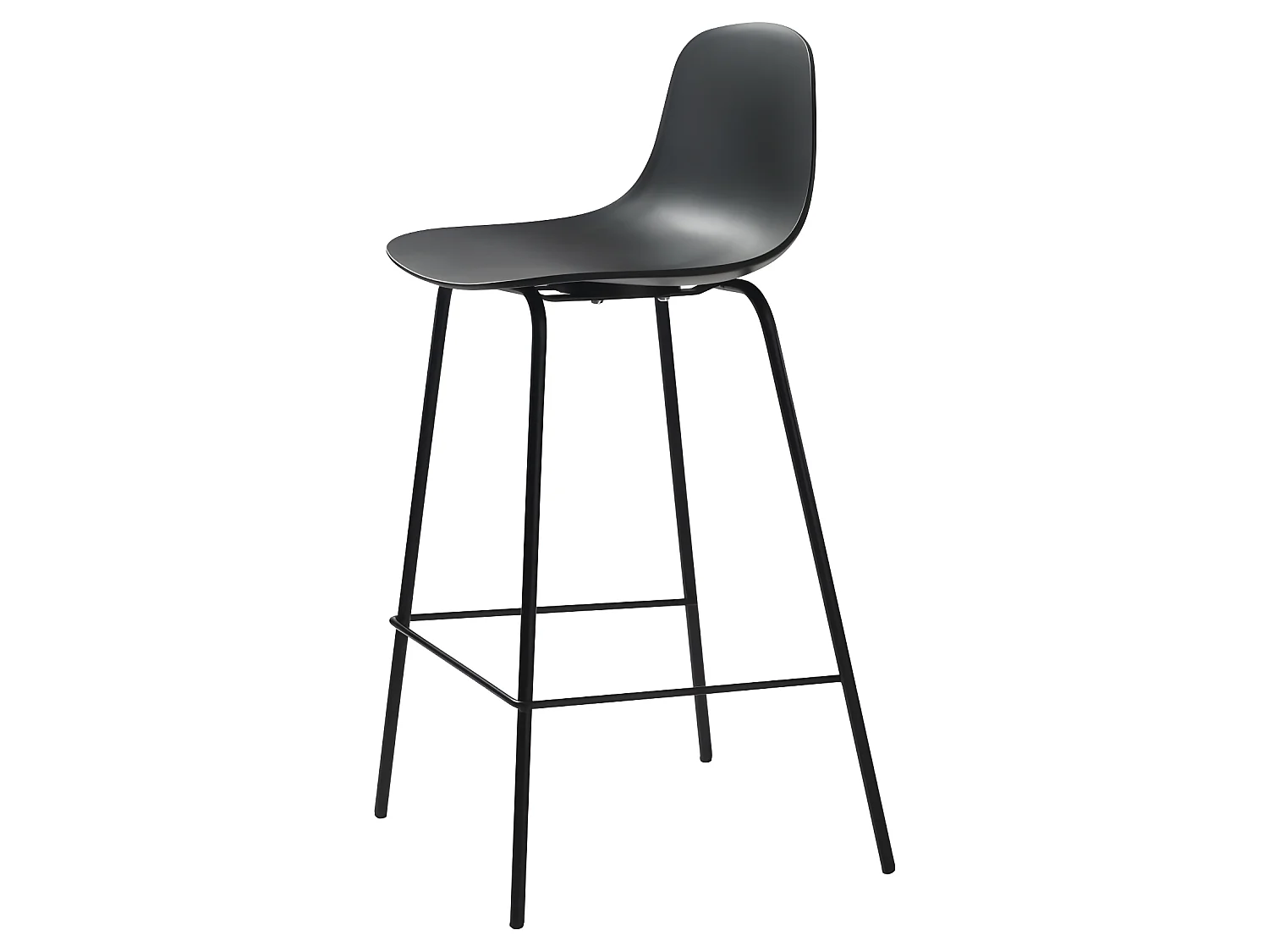 Hel - Lot de 2 chaises de bar en plastique et métal H67,5cm - Noir