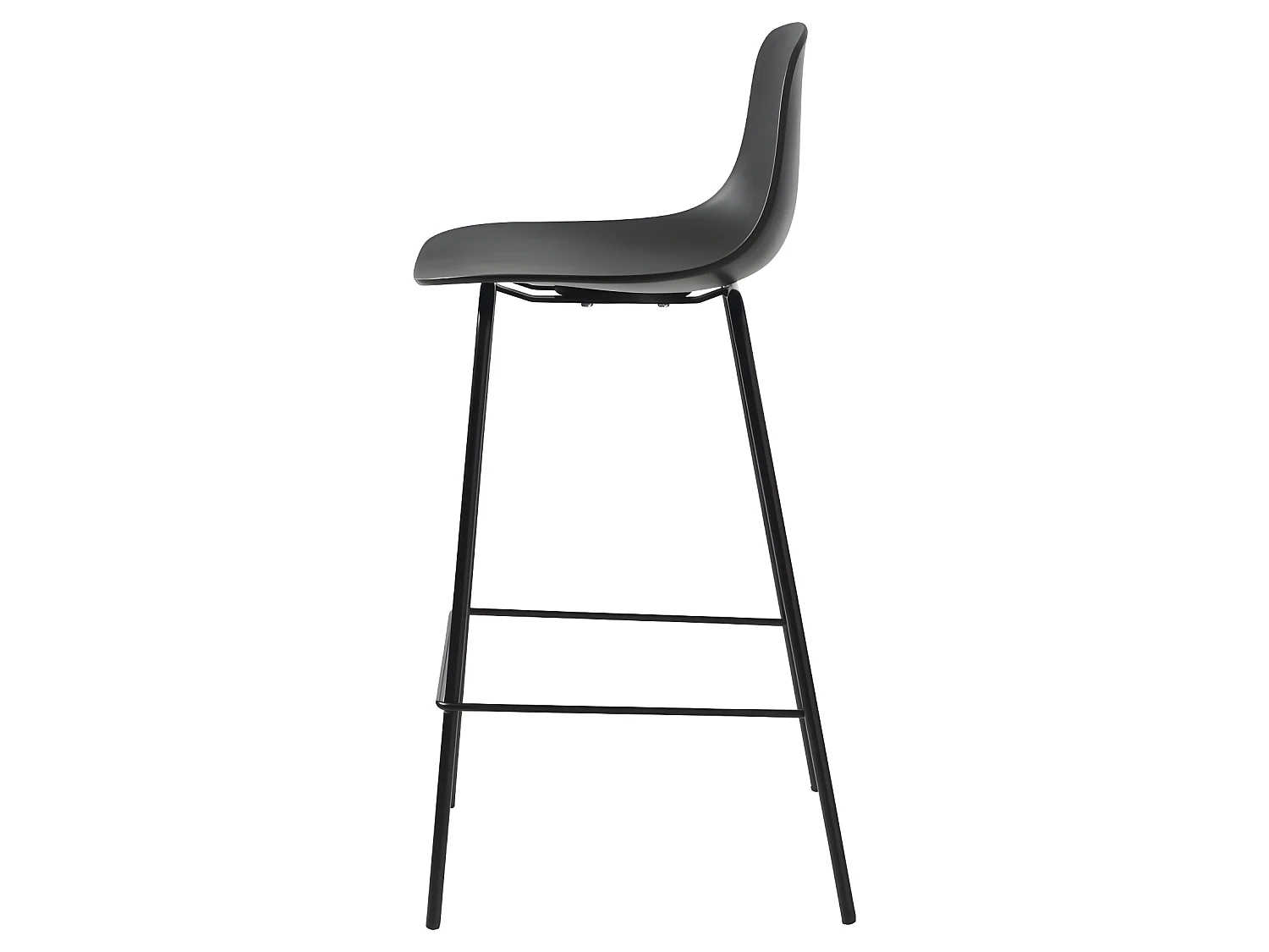 Hel - Lot de 2 chaises de bar en plastique et métal H67,5cm - Noir