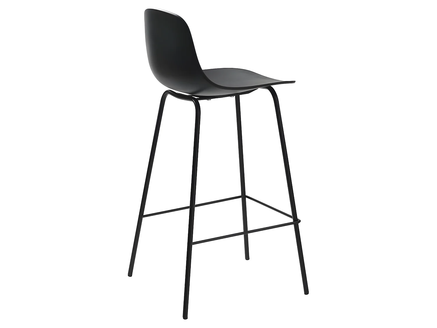 Hel - Lot de 2 chaises de bar en plastique et métal H67,5cm - Noir