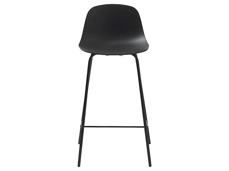 Hel - Lot de 2 chaises de bar en plastique et métal H67,5cm - Noir