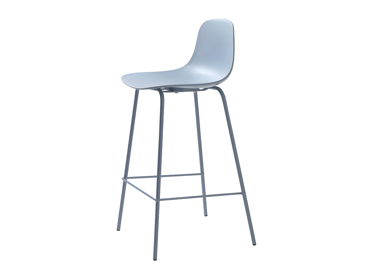 Hel - Lot de 2 chaises de bar en plastique et métal H67,5cm - Bleu