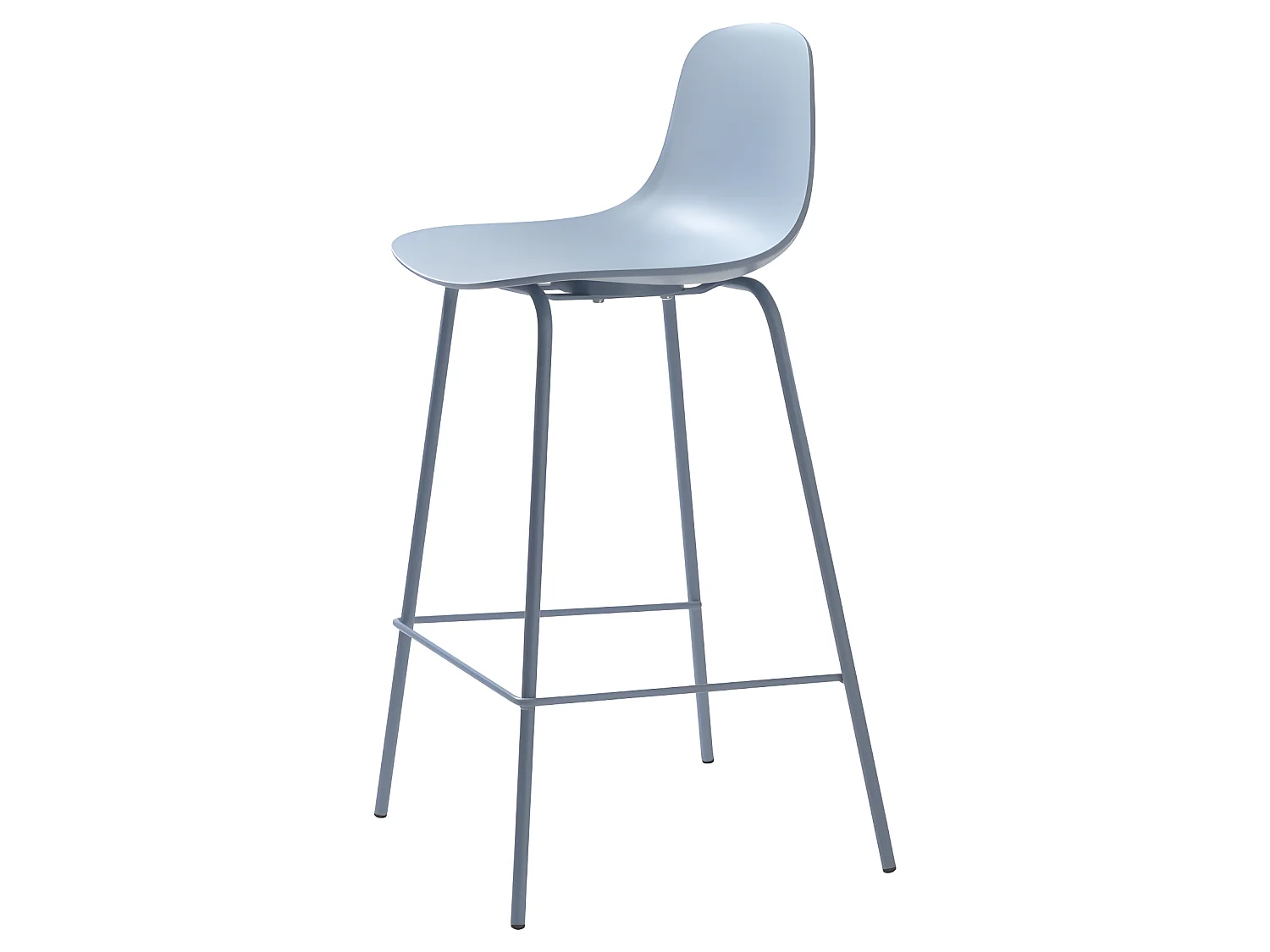 Hel - Lot de 2 chaises de bar en plastique et métal H67,5cm - Bleu
