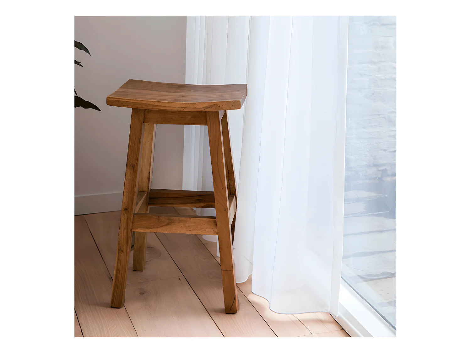 Hanotilo - Tabouret de bar en acacia H66cm - Bois