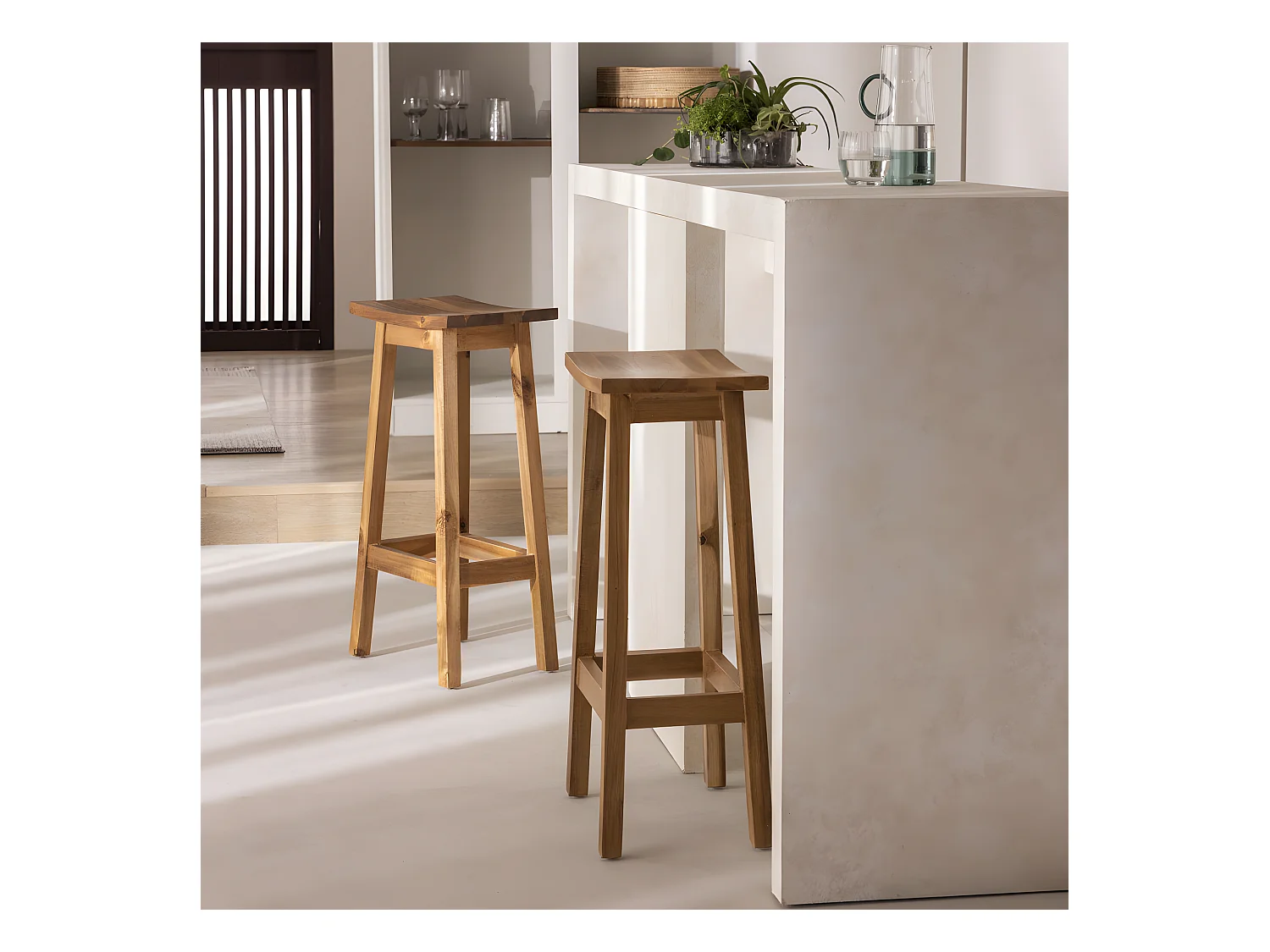 Hanotilo - Tabouret de bar en acacia H66cm - Bois