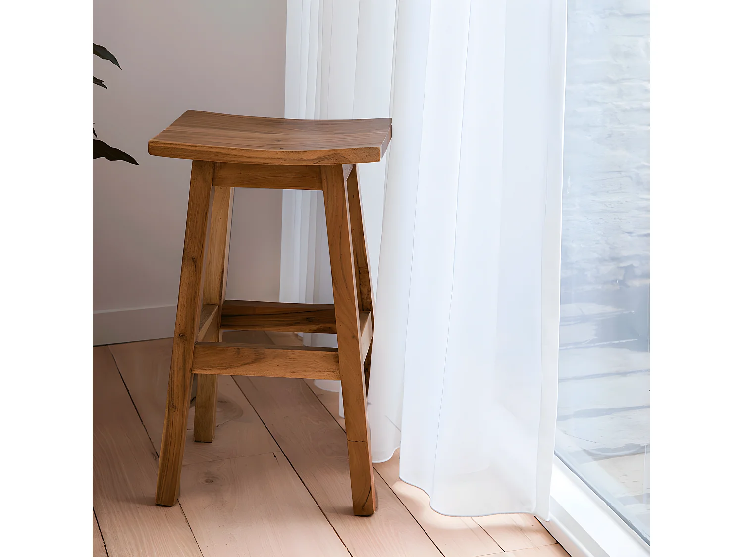 Hanotilo - Tabouret de bar en acacia H66cm - Bois