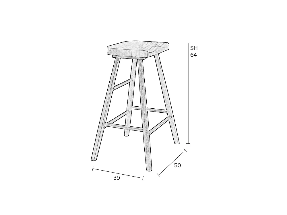 Vander - Tabouret de bar en bois H65,5cm - Noir