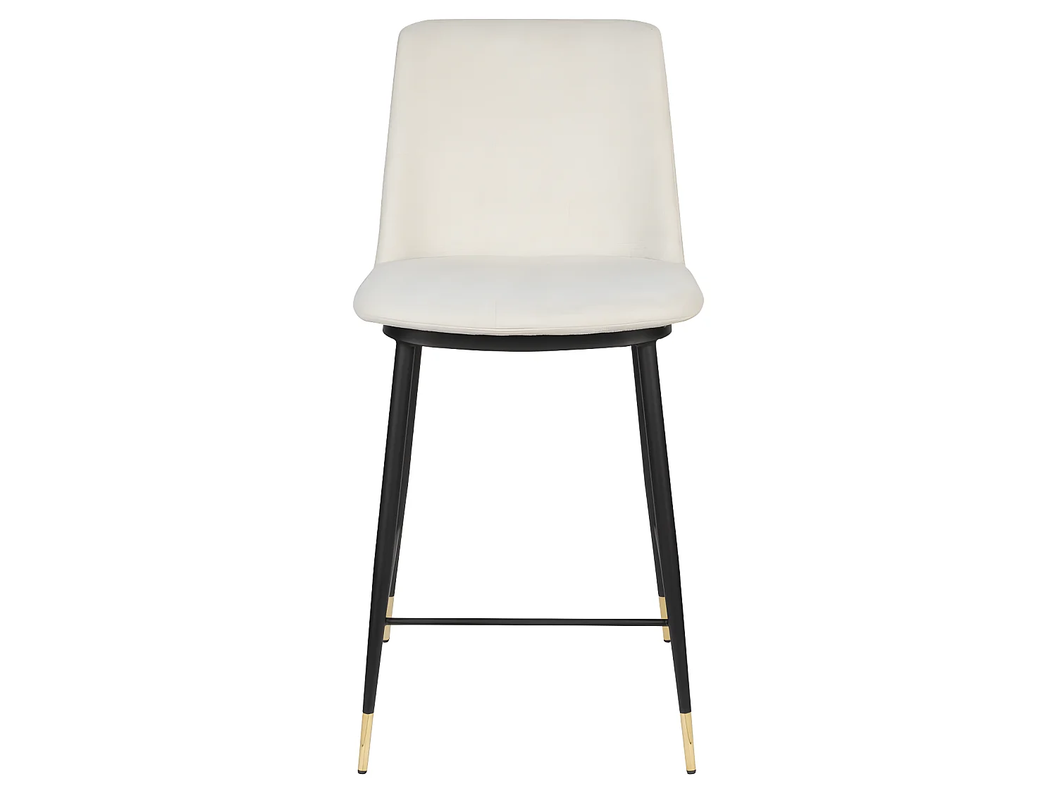 Lionel - Lot de 2 tabourets de bar en tissu et métal H65cm - Beige