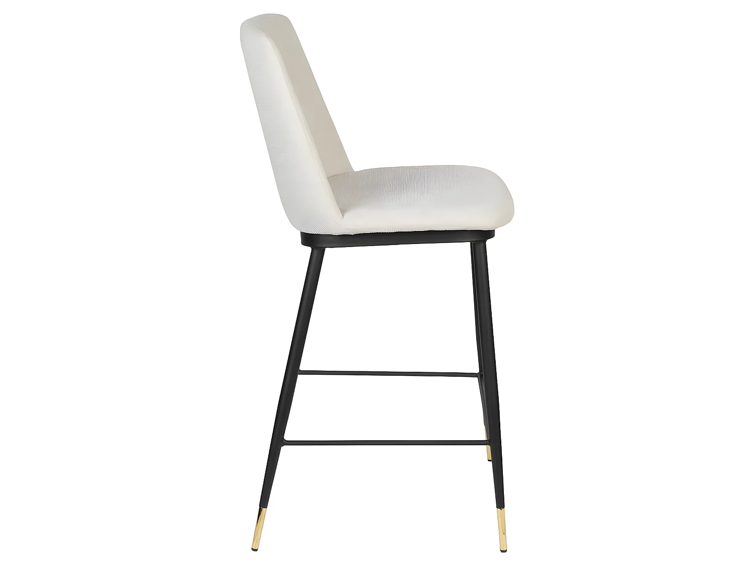 Lionel - Lot de 2 tabourets de bar en tissu et métal H65cm - Beige