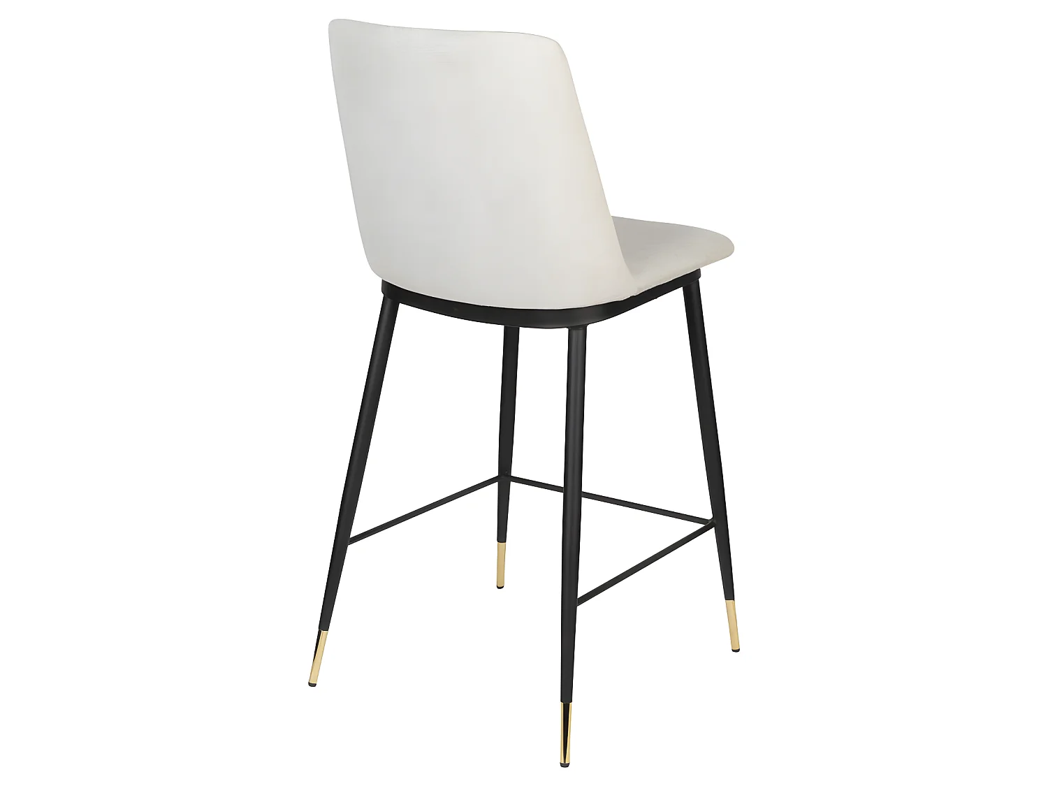 Lionel - Lot de 2 tabourets de bar en tissu et métal H65cm - Beige