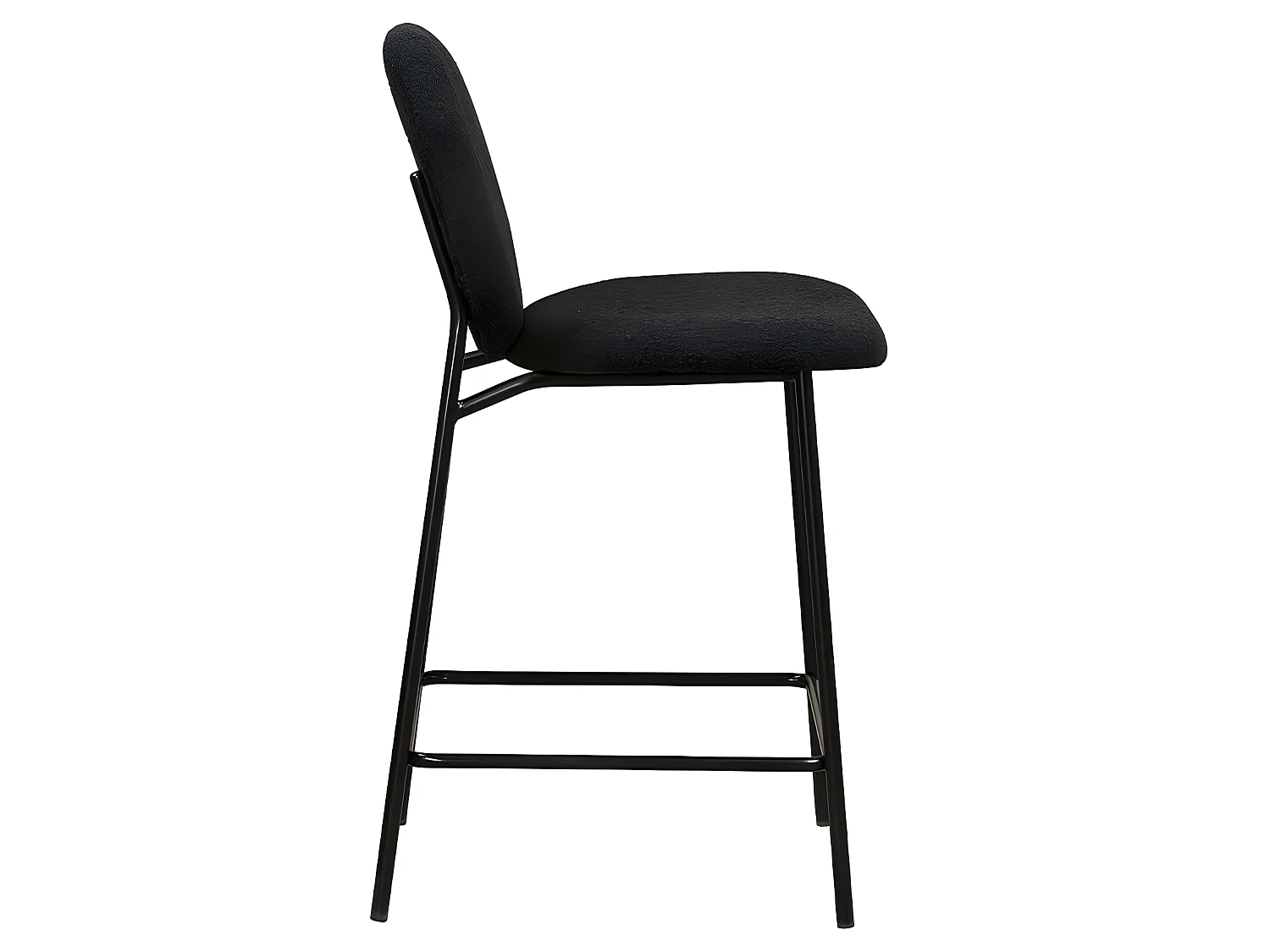 DALBY - Lot de 2 tabourets de bar en tissu bouclette et métal H65cm - Noir