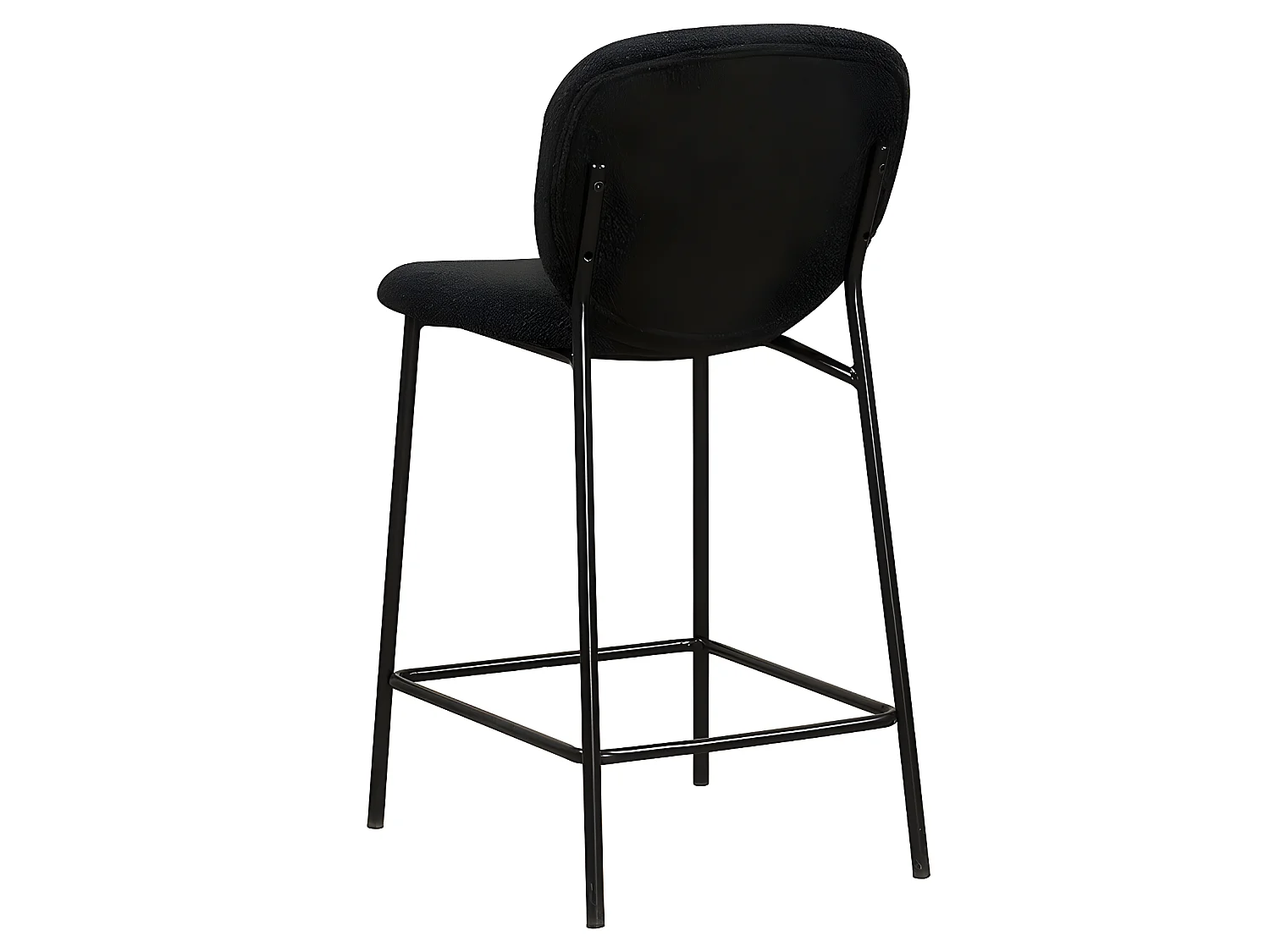 DALBY - Lot de 2 tabourets de bar en tissu bouclette et métal H65cm - Noir