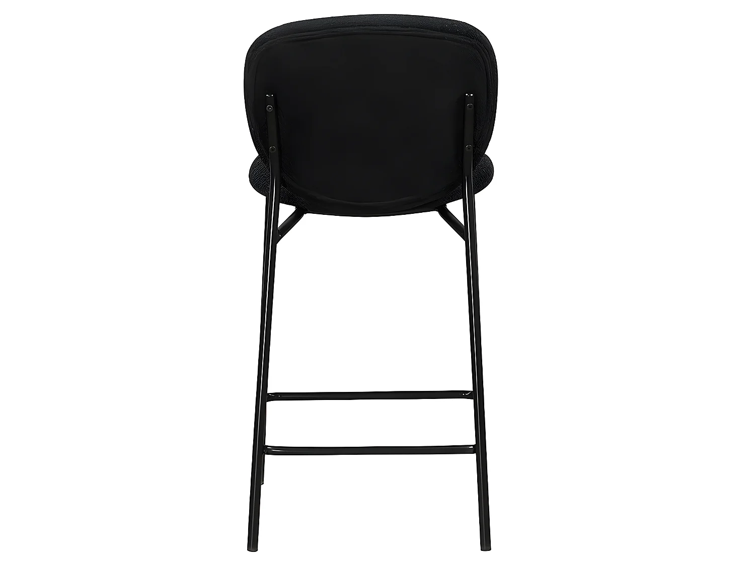 DALBY - Lot de 2 tabourets de bar en tissu bouclette et métal H65cm - Noir