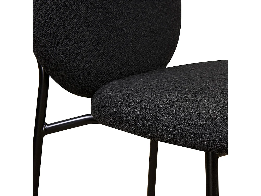 DALBY - Lot de 2 tabourets de bar en tissu bouclette et métal H65cm - Noir