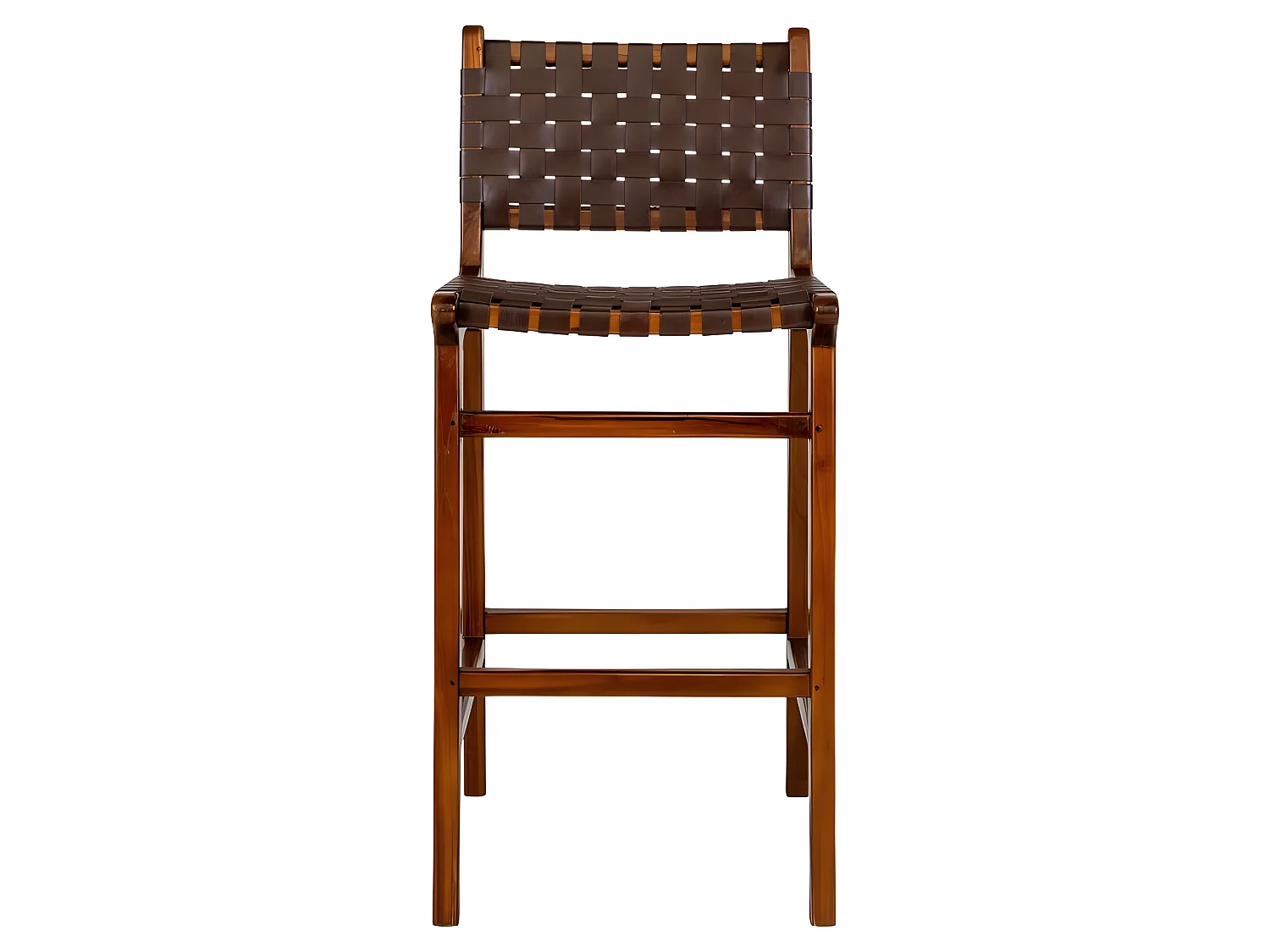 Perugia Barhocker Teak Leder natur, schwarz.