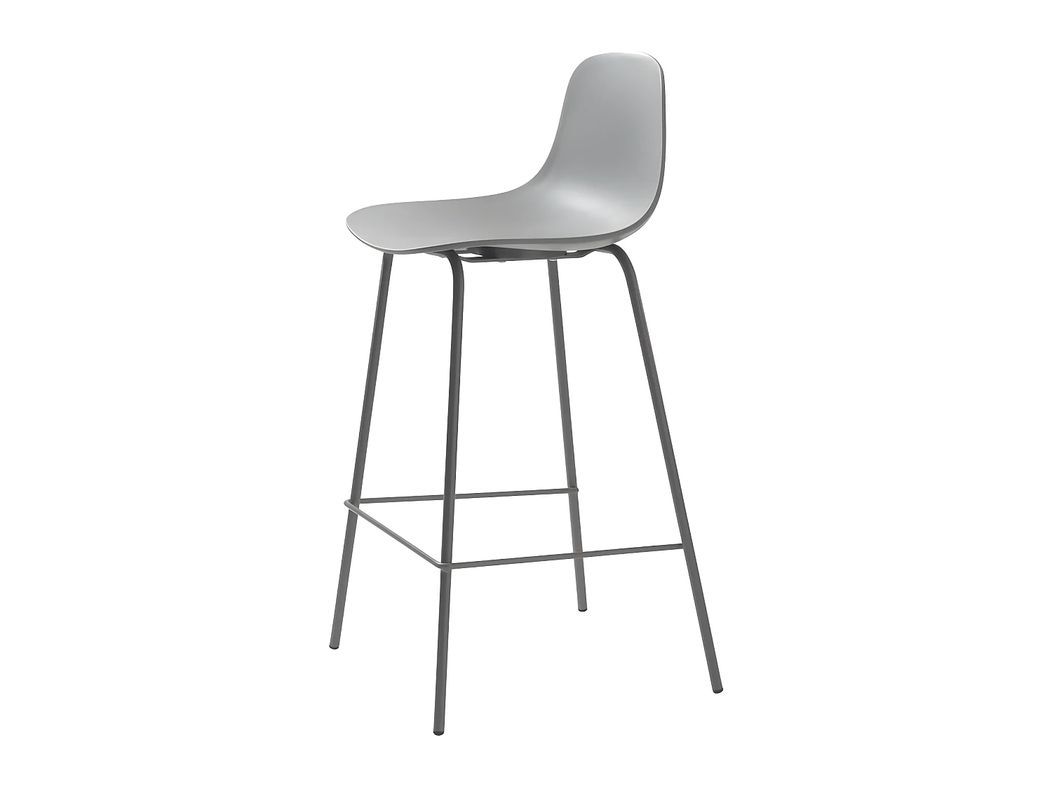 Hel - Lot de 2 chaises de bar en plastique et métal H67,5cm - Gris