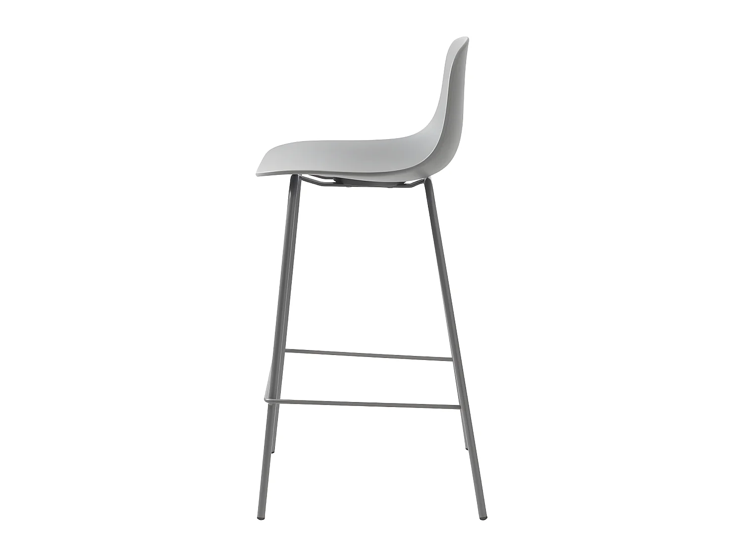 Hel - Lot de 2 chaises de bar en plastique et métal H67,5cm - Gris