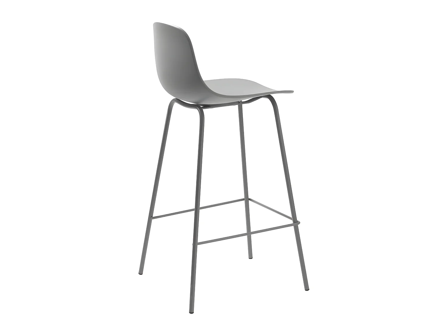 Hel - Lot de 2 chaises de bar en plastique et métal H67,5cm - Gris