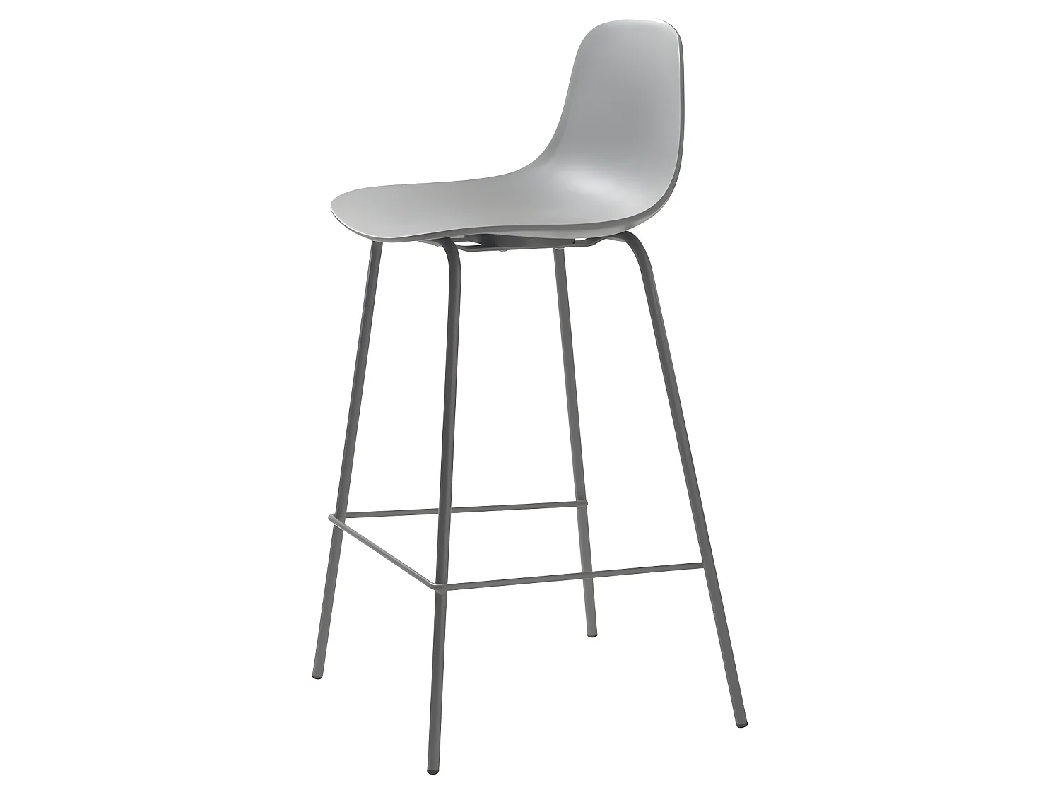Hel - Lot de 2 chaises de bar en plastique et métal H67,5cm - Gris