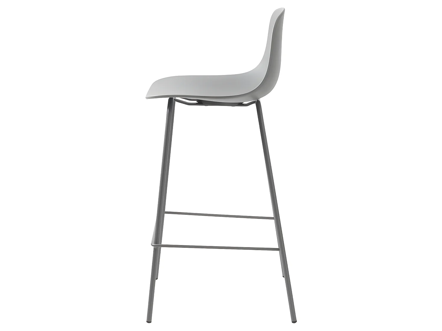 Hel - Lot de 2 chaises de bar en plastique et métal H67,5cm - Gris