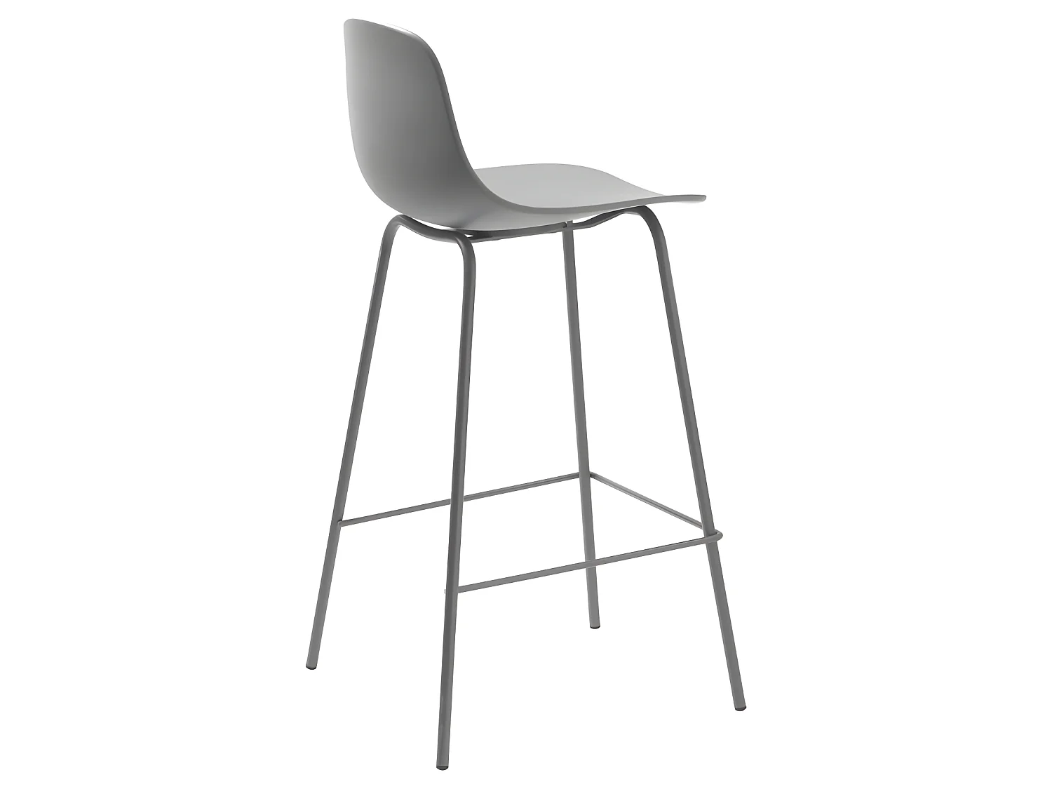 Hel - Lot de 2 chaises de bar en plastique et métal H67,5cm - Gris