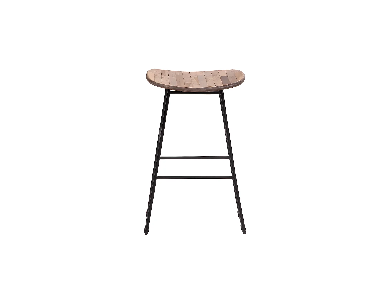 Kabayan - Tabouret de bar en teck recyclé et métal H65cm - Bois clair