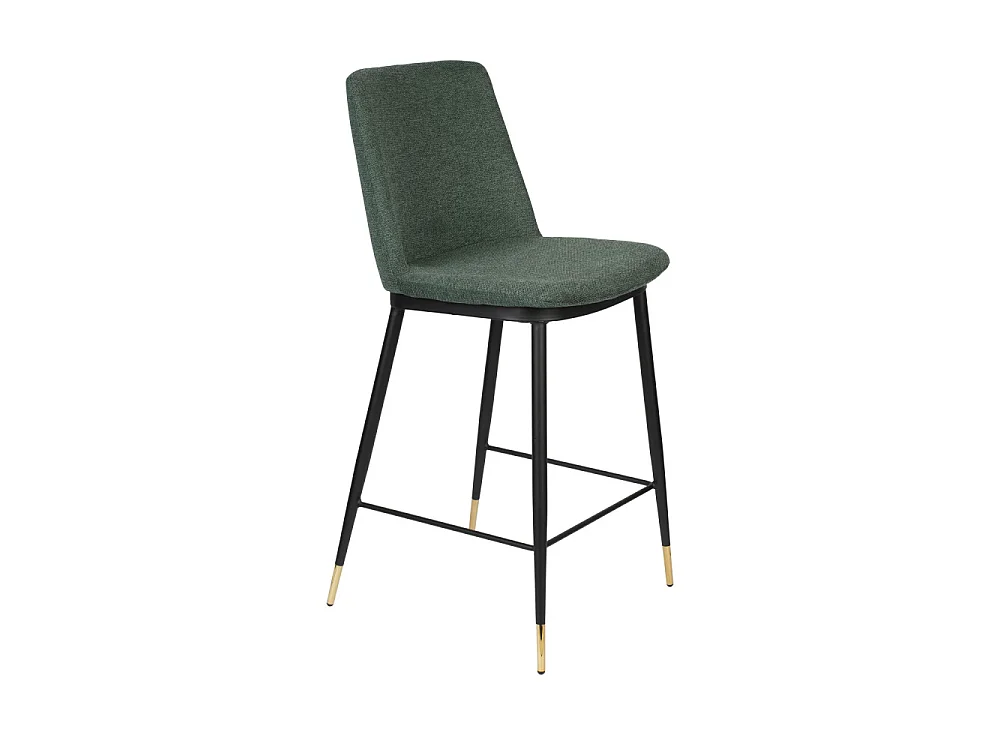 Lionel - Lot de 2 tabourets de bar en tissu et métal H65cm - Vert