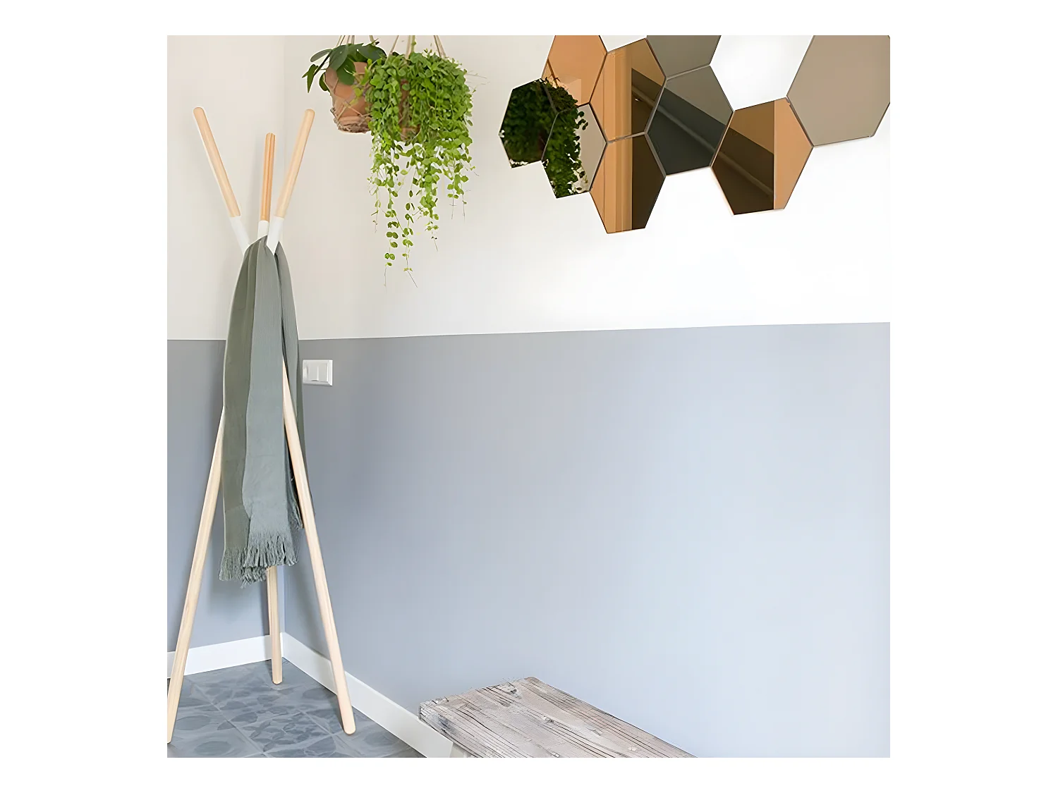 Pinnacle - Porte-manteaux scandinave bois - Blanc