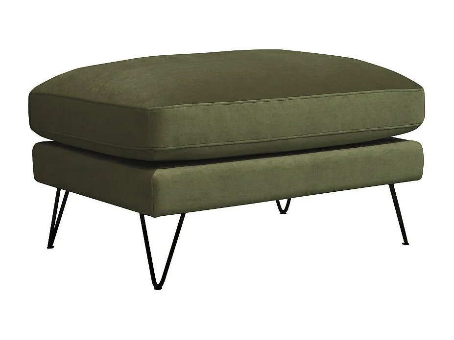 Villabon - Pouf en velours pieds épingles noirs - Vert olive