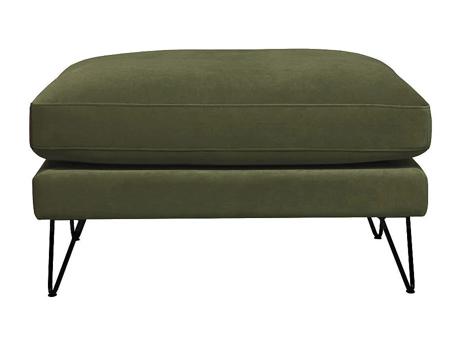 Villabon - Pouf en velours pieds épingles noirs - Vert olive
