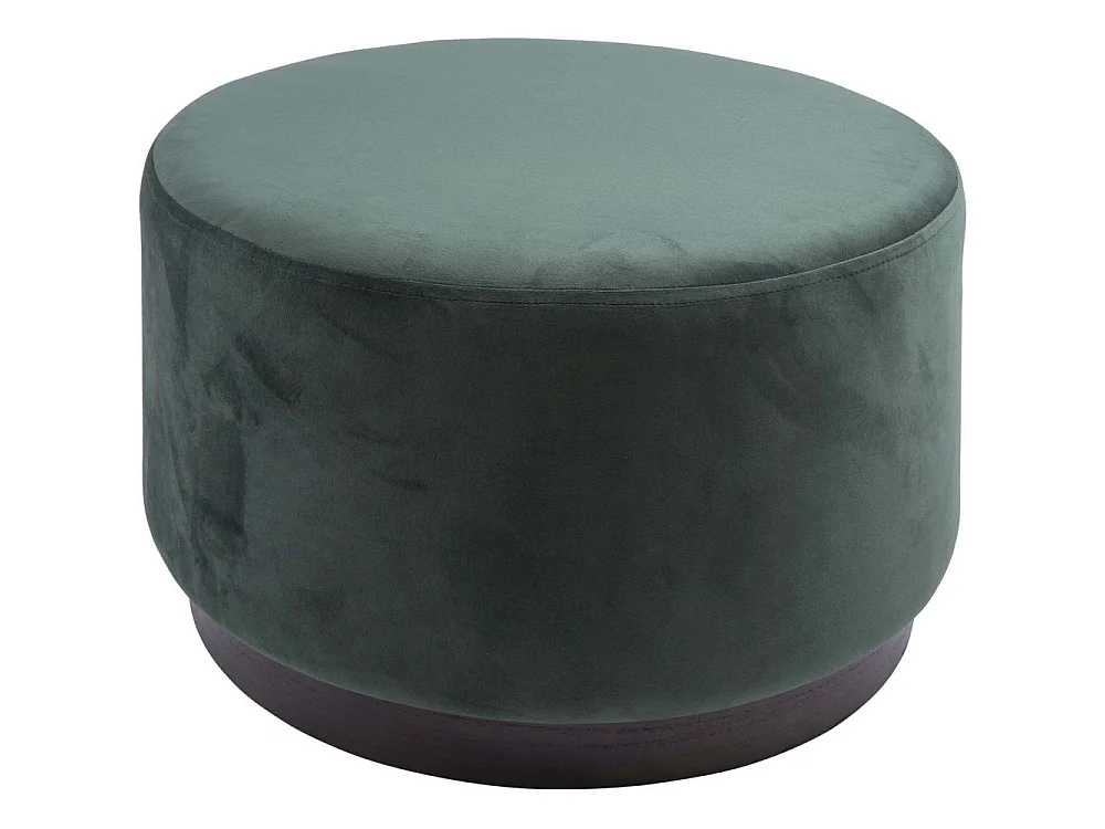 Grand pouf rond en velours et bois Vert foncé