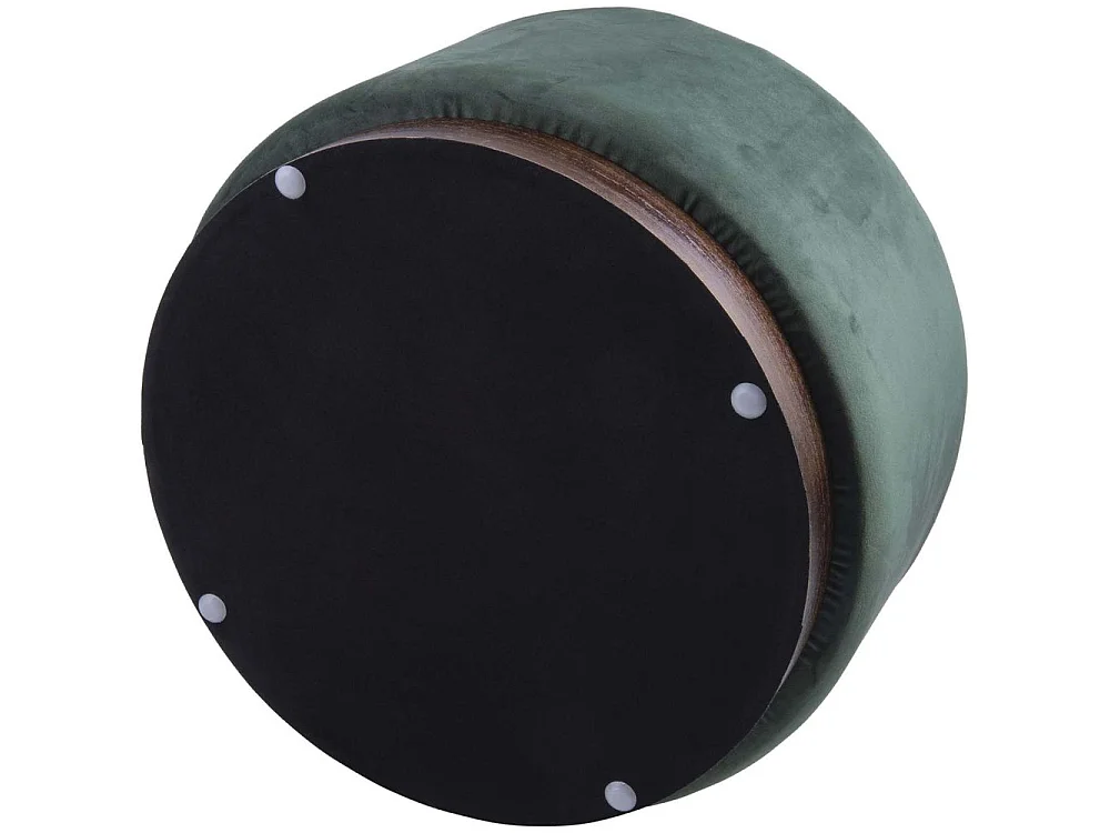 Grand pouf rond en velours et bois Vert foncé