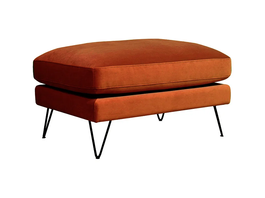 Villabon - Pouf en velours pieds épingles noirs - Rouille