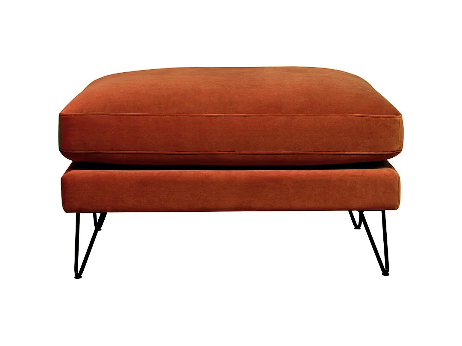 Villabon - Pouf en velours pieds épingles noirs - Rouille