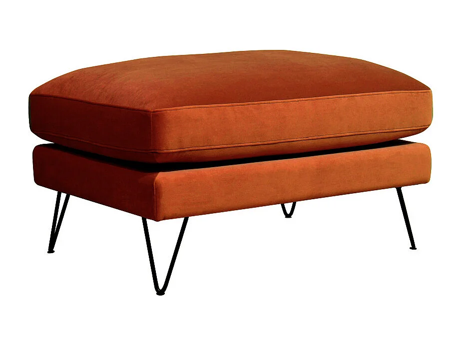 Villabon - Pouf en velours pieds épingles noirs - Rouille